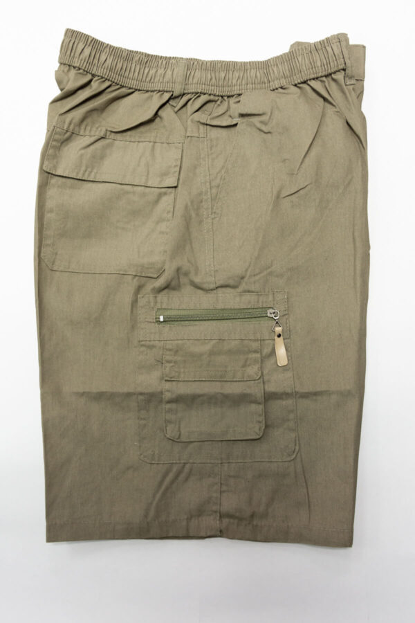 Bermuda shorts with elastic waist with drawstring - Olive green, 4XL